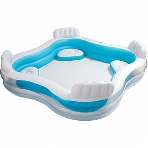 Надувной бассейн семейный с сиденьем и спинкой, 229 х 229 х 66 см. от 3 лет (Intex, с56475)